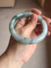 Load image into Gallery viewer, 57.5mm certified 100% natural Type A watermelon-rind green white Cool White Base with Misty Green Patches jadeite bangle PE17-2123
