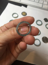 Load image into Gallery viewer, 17.9mm 7 3/4 100% natural type A icy watery green/blue Guatemala jadeite jade band ring group  BP76
