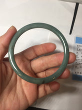 Load image into Gallery viewer, 59mm Certified Type A 100% Natural light green/blue/brown slim round cut Guatemala Jadeite bangle AA56-5836
