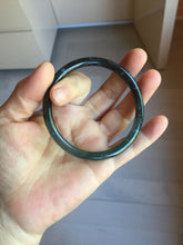 Load image into Gallery viewer, 58mm Type A 100% Natural half black half icy dark green/blue/gray Guatemala slim round cut Jadeite bangle PJ19-2615
