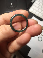 Load image into Gallery viewer, 17.9mm 7 3/4 100% natural type A icy watery green/blue Guatemala jadeite jade band ring group  BP76
