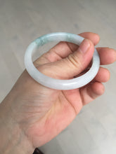 Load image into Gallery viewer, 52.5mm certified natural 100% natural Type A light green/white slim jadeite jade bangle BS91-6677
