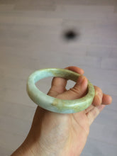 Load image into Gallery viewer, 59.5mm certified Type A 100% Natural light green/brown square Jadeite Jade bangle R101-1758
