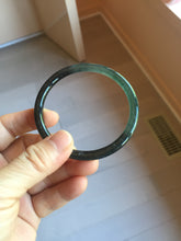Load image into Gallery viewer, 58mm Type A 100% Natural half black half icy dark green/blue/gray Guatemala slim round cut Jadeite bangle PJ19-2615
