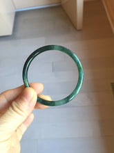 Load image into Gallery viewer, 53mm Certified Type A 100% Natural dark green/blue/gray Guatemala slim round cut Jadeite bangle PJ18-2595
