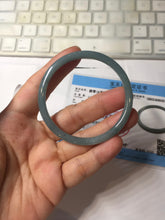 Load image into Gallery viewer, 51.5mm Certified Type A 100% Natural Light Blue Green Gray Ru Kiln Sky Celadon Blue (汝窑天青蓝) Guatemala Jadeite Jade Slim Round Bangle PJ104-7377
