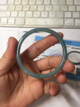 Load image into Gallery viewer, 51.5mm Certified Type A 100% Natural Light Blue Green Gray Ru Kiln Sky Celadon Blue (汝窑天青蓝) Guatemala Jadeite Jade Slim Round Bangle PJ104-7377
