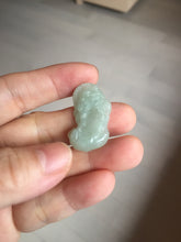 Load image into Gallery viewer, 100% natural type A icy watery jadeite green/yellow/white 3D PiXiu(貔貅) Feng Shui Wealth Attractor with Wealth Pool pendant group necklace PD8
