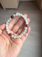 Load image into Gallery viewer, 6.8-7.2mm size 50-58mm 100% natural type A icy watery white brown jadeite jade beads bracelet PB76
