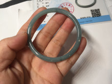 Load image into Gallery viewer, 51.5mm Certified Type A 100% Natural Light Blue Green Gray Ru Kiln Sky Celadon Blue (汝窑天青蓝) Guatemala Jadeite Jade Slim Round Bangle PJ104-7377
