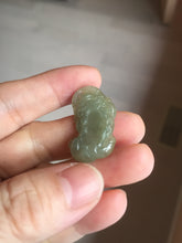 Load image into Gallery viewer, 100% natural type A icy watery jadeite green/yellow/white 3D PiXiu(貔貅) Feng Shui Wealth Attractor with Wealth Pool pendant group necklace PD8
