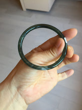 Load image into Gallery viewer, 56.2mm Certified Type A 100% Natural icy watery deep sea dark green/blue/gray/black Guatemala slim round cut Jadeite bangle PC88-3366

