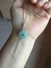 Load image into Gallery viewer, 14mm Type A 100% Natural light green blue Jadeite Safety Guardian Button donuts pendant BG209
