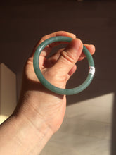 Load image into Gallery viewer, 56.9mm Certified Type A 100% Natural icy watery deep sea dark green/blue/gray/black slim round cut Guatemala Jadeite bangle AU60-7067
