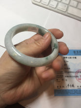 Load image into Gallery viewer, 54.6mm Certified Type A 100% Natural white/light green with grenn floating flowers Jadeite Jade bangle E154-2437

