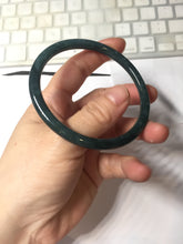 Load image into Gallery viewer, 61.4mm Certified Type A 100% Natura dark blue/green/gray/black Guatemala slim round cut Jadeite bangle PJ105
