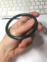Load image into Gallery viewer, 61.4mm Certified Type A 100% Natura dark blue/green/gray/black Guatemala slim round cut Jadeite bangle PJ105
