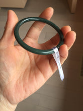 Load image into Gallery viewer, 55.5mm Certified Type A 100% Natural dark green/blue/gray with Guatemala slim round cut Jadeite bangle PH10-2340
