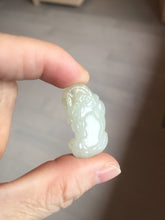 Load image into Gallery viewer, 100% natural type A icy watery jadeite green/yellow/white 3D PiXiu(貔貅) Feng Shui Wealth Attractor with Wealth Pool pendant group necklace PD8
