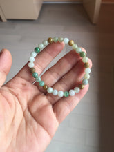 Load image into Gallery viewer, 5.7-6mm size 52-56mm 100% natural type A green/yellow/brown/white jadeite jade beads bracelet PB74
