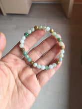 Load image into Gallery viewer, 5.7-6mm size 52-56mm 100% natural type A green/yellow/brown/white jadeite jade beads bracelet PB74
