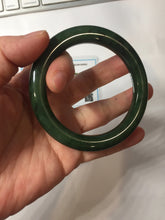 Load image into Gallery viewer, 57.5mm Certified 100% Natural Deep Pine Green/Black "Serene Ember Forest" Nephrite (red-skin nephrite 红皮碧玉) Bangle HT168-18-3922
