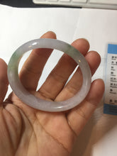 Load image into Gallery viewer, 50mm certified 100% natural Type A icy watery light green purple oval jadeite jade bangle PB208-2840
