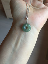 Load image into Gallery viewer, 14-15mm Type A 100% Natural dark green black gray(老油青) Jadeite Safety Guardian Button donuts pendant PD198
