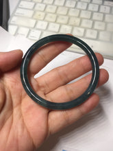 Load image into Gallery viewer, 56.2mm Certified Type A 100% Natura dark blue/green/gray/black Guatemala slim round cut Jadeite bangle PJ106-2076
