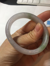 Load image into Gallery viewer, 50mm certified 100% natural Type A icy watery light green purple oval jadeite jade bangle PB208-2840
