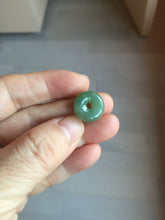 Load image into Gallery viewer, 14-15mm Type A 100% Natural dark green black gray(老油青) Jadeite Safety Guardian Button donuts pendant PD198
