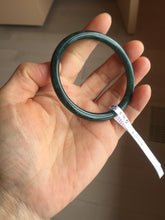 Load image into Gallery viewer, 54.5mm Certified Type A 100% Natural dark green/blue/gray with Guatemala slim round cut Jadeite bangle PH17-2345
