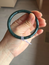 Load image into Gallery viewer, 54.5mm Certified Type A 100% Natural dark green/blue/gray with Guatemala slim round cut Jadeite bangle PH17-2345
