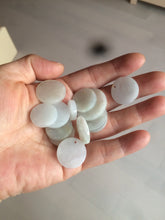 Load image into Gallery viewer, 100% Natural icy watery white/light green jadeite Jade round disc Pendant/worry stone BF99
