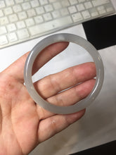 Load image into Gallery viewer, 53.7mm certified 100% Natural icy watery white gray nephrite bangle HN158-9155
