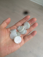 Load image into Gallery viewer, 100% Natural icy watery white/light green jadeite Jade round disc Pendant/worry stone BF99
