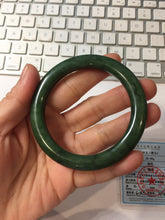 Load image into Gallery viewer, 54.8mm Certified 100% Natural Deep Pine Green/Black "Serene Ember Forest" Nephrite (red-skin nephrite 红皮碧玉) Bangle HT168-20-3847
