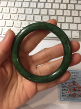 Load image into Gallery viewer, 54.8mm Certified 100% Natural Deep Pine Green/Black "Serene Ember Forest" Nephrite (red-skin nephrite 红皮碧玉) Bangle HT168-20-3847
