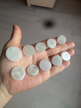 Load image into Gallery viewer, 100% Natural icy watery white/light green jadeite Jade round disc Pendant/worry stone BF99
