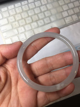 Load image into Gallery viewer, 53.9mm Certified 100% Natural icy gray (灰冰) pale pink(藕粉) slim round cut nephrite jade bangle HN159-9101
