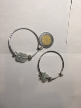 Load image into Gallery viewer, 9.7-11mm 100% Natural icy watery light green/clear safe and sound donut button minimalist jadeite Jade Hoop earring PA154
