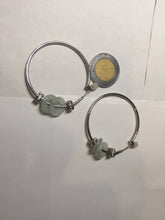 Load image into Gallery viewer, 9.7-11mm 100% Natural icy watery light green/clear safe and sound donut button minimalist jadeite Jade Hoop earring PA154
