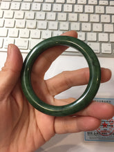 Load image into Gallery viewer, 54.8mm Certified 100% Natural Deep Pine Green/Black "Serene Ember Forest" Nephrite (red-skin nephrite 红皮碧玉) Bangle HT168-20-3847
