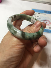 Load image into Gallery viewer, 50.5mm Certified type A 100% Natural sunny green dark green brown with green floating flowers oval Jadeite Jade bangle PD130-6295
