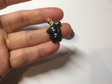 Load image into Gallery viewer, Type A 100% Natural Dark Green Black Guatemala Jadeite Jade Cute Baby Bear with Heart Balloon Pendant BH118
