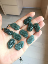 Load image into Gallery viewer, 100% Natural Type A Blue Green Gray Black 3D Pixiu (貔貅) Feng Shui Wealth Attractor Guatemala Jadeite Pendant Group Necklace PH222
