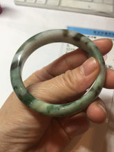 Load image into Gallery viewer, 50.5mm Certified type A 100% Natural sunny green dark green brown with green floating flowers oval Jadeite Jade bangle PD130-6295

