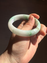 Load image into Gallery viewer, 54mm 100% natural certified sunny green/white (白底青) jadeite jade bangle BL36-5240

