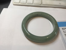 Load image into Gallery viewer, 57.5mm Certified Type A 100% Natural Oily Dark Green Gray Black(油青) Jadeite Jade Bangle PE106-7160
