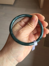 Load image into Gallery viewer, 59mm Certified Type A 100% Natural dark green/blue/gray with Guatemala slim round cut Jadeite bangle PH25-2342
